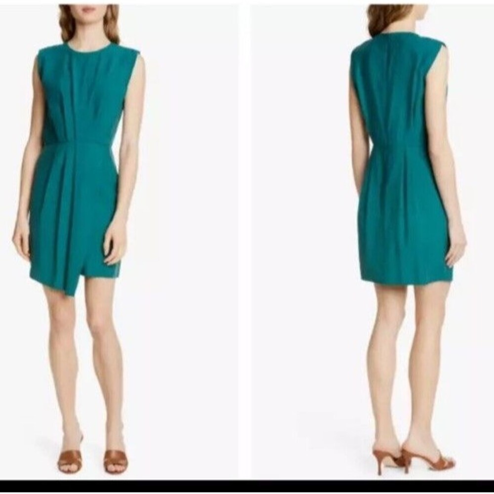 Club Monaco Teal Sleeveless Pleated Shift Dress